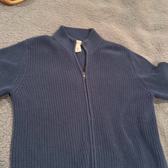 L L Bean Cotton Waffle Sweater Full Zip Size Large Men’s Winter Sweater - Picture 6 of 8